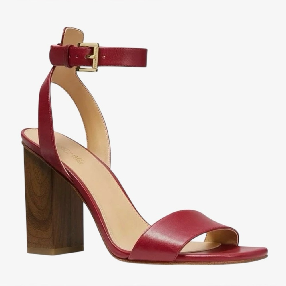 Michael Kors Petra Maroon Leather Block Heel Date Night Outfit Formal Party